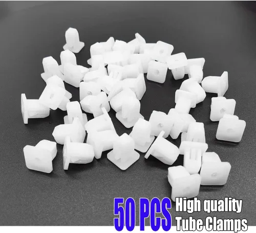 Vista 4 de 50 piezas de clips de retención de parachoques de coche, remaches de plástico cuadrados blancos para forro de guardabarros, clips de parachoques
