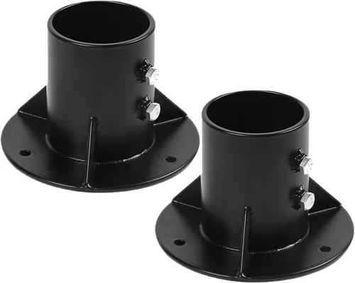 Vista 9 de Brida de piso de poste de cadena con recubrimiento de polvo negro resistente de 2-3/8 pulgadas para valla/buzón/asta de bandera
