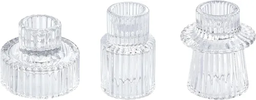 Vista 29 de Vixdonos Portavelas de cristal cónico para centros de mesa, decoración de boda y cena (3 piezas, ámbar)