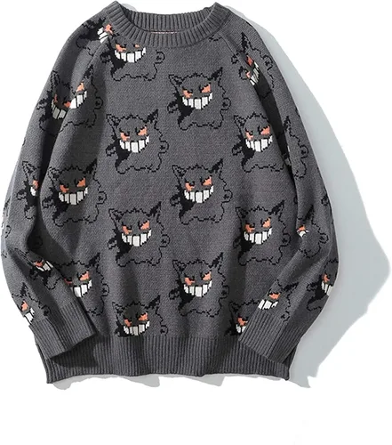 Vista 3 de Suéter para hombre estilo hip hop ropa de calle elastano cuello redondo de gran tamaño informal para parejas