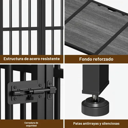 Vista 6 de Easycom 104 cm mueble de jaula para perros plegable, sin ensamblaje perrera decorativa para interior, jaulas para perros grandes (15.9-27.2 kg)