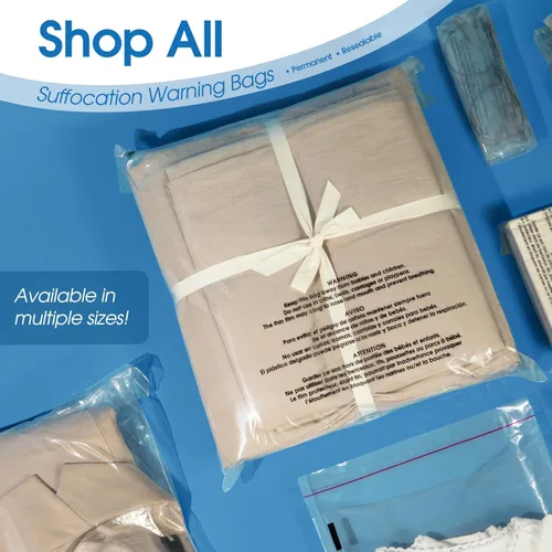 Vista 7 de Spartan Industrial - Bolsas de polietileno transparentes autosellantes de 10 x 12 pulgadas (1000 unidades) con advertencia de asfixia para embalaje