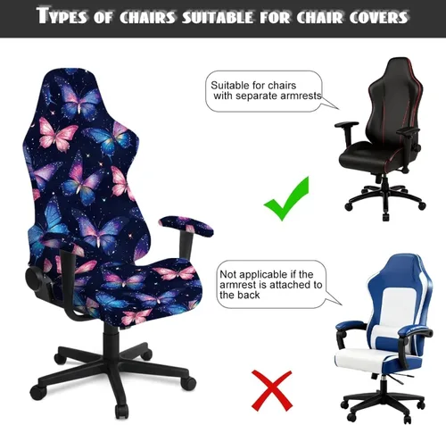 Vista 7 de Fundas para silla de juegos con cremallera de mariposa, elásticas, fáciles de poner y quitar, funda de silla de oficina de ensueño, decoración