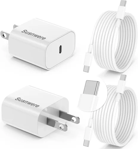 Vista 23 de Susnwere - Cargador de pared USB C de 85 W para Samsung S26 Ultra, 3 puertos de 100 W PD rápida 3.0 tipo C carga con cable USB C de 3/6/10/10 pies