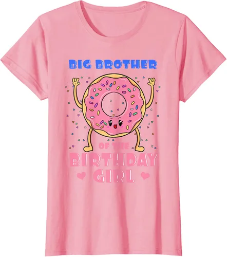 Vista 17 de Big Brother Of The Birthday Girl Donut Bday Party Bro Sib Camiseta, Negro, S