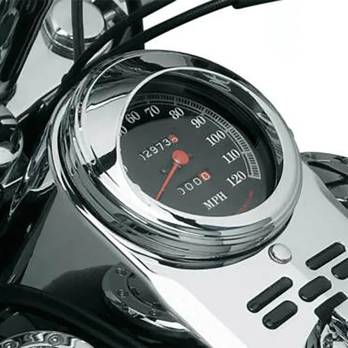 Vista 7 de Dreamseek Velocímetro de 5 pulgadas, anillo de ajuste cromado, bisel de calibre de velocidad con cubierta de visera compatible con Harley Touring