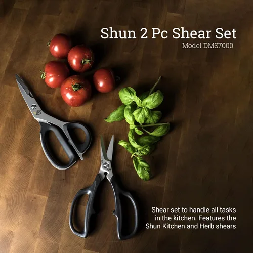 Vista 2 de Shun Juego de tijeras clásicas de 2 piezas, tijeras de cocina resistentes, acero inoxidable 420J2 duradero, mango acolchado para mayor comodidad