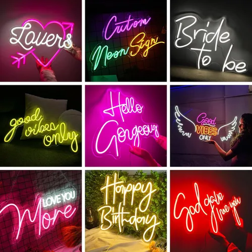 Vista 3 de Letreros de neón personalizables, letrero de neón personalizable para decoración de pared, letrero de neón personalizado para boda, fiesta