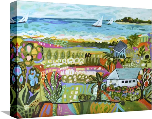 Vista 14 de ART.COM Karen Fields - Lienzo enmarcado para pared, diseño de fantasía náutica, decoración escénica, 16 x 12 pulgadas, marco negro con paspartú