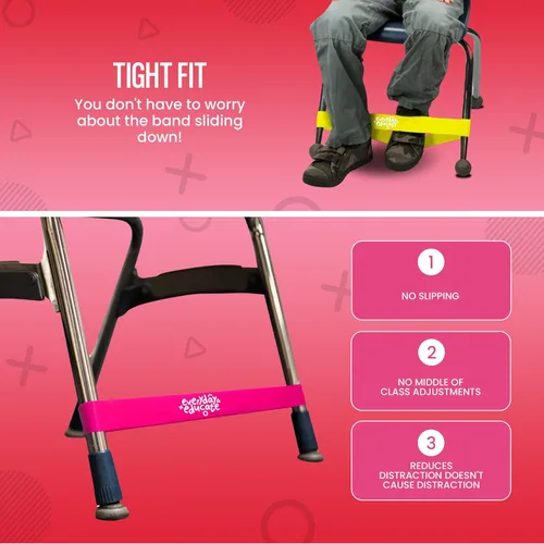 Vista 4 de Bandas para sillas con pies inquietos, paquete de 12 bandas antideslizantes para sillas de aula, bandas flexibles, bandas sensoriales flexibles