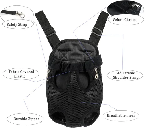 Vista 3 de Mochila ajustable para mascotas, transportador para perros, cachorros y gatos para viajes, senderismo y automóvil, transportador frontal y mochila