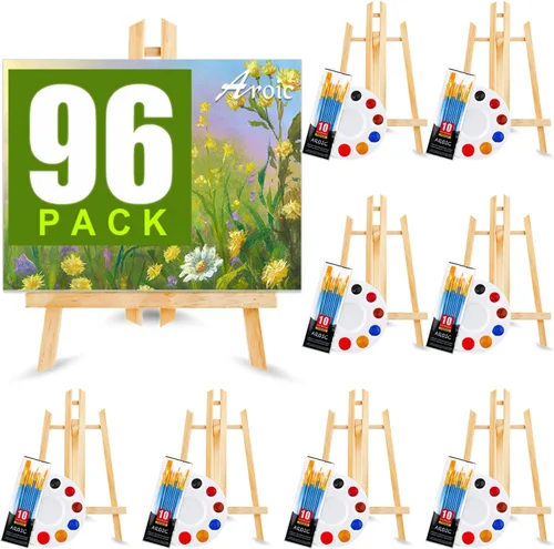 Vista 11 de AROIC - Juego de pintura profesional de 156 piezas, 12 caballetes de madera, 120 pinceles