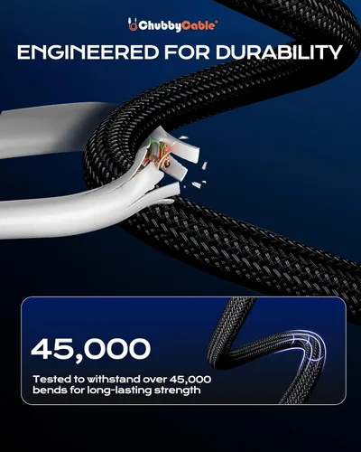 Vista 4 de chubbycable Curly Chubby - Cable de carga rápida USB C en espiral de 240 W, cable de carga retráctil trenzado duradero para automóvil compatible
