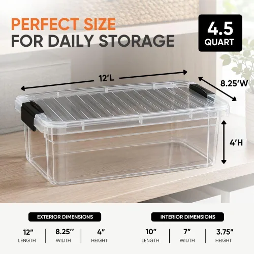 Vista 58 de Superio - Contenedores de almacenamiento de plástico transparente de 1.27 cuartos de galón con tapas, contenedores organizadores apilables, cajas