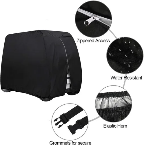 Vista 3 de Funda para carrito de golf para 4 pasajeros, compatible con EZGO Club y Yamaha, impermeable, con revestimiento de PVC extra resistente al sol, a