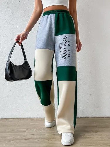 Vista 5 de Verdusa Pantalones deportivos holgados con cordón en la cintura para mujer, pantalones casuales con bolsillo