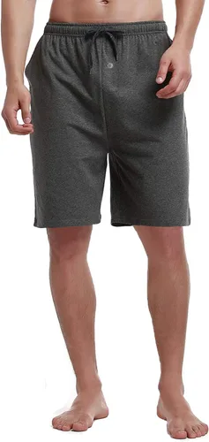 Vista 2 de Pantalones cortos de pijama para hombre, 100% algodón, cintura elástica, ropa de descanso, 2