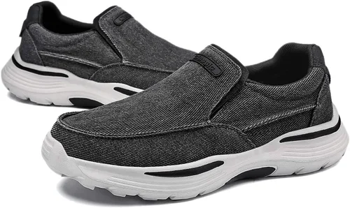 Vista 6 de JAMONWU Zapatos de tela para hombre, mocasines casuales, zapatos para caminar, zapatos ligeros para exteriores