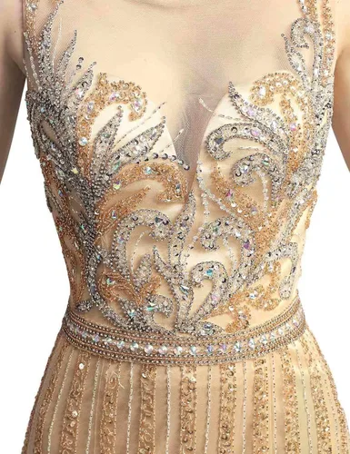 Vista 5 de Sarahbridal Vestidos de tul para mujer, vestidos largos de graduación, formal, para concursos de noche, concursos de fiesta, color champán