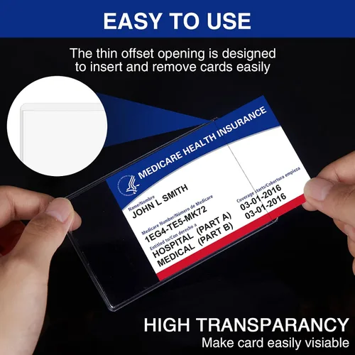 Vista 2 de Fabmaker Protector de tarjeta de Medicare, paquete de 6 tarjeteros de plástico para billetera, funda para tarjetas de visita de 12 mil, impermeable