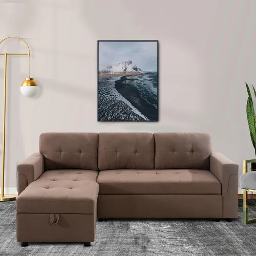 Vista 2 de Naomi Home Transforma Cualquier Espacio: Sofá Seccional Reclinable con Sofá Cama Convertible y Chaise Acogedora. Encuentra Comodidad Tranquila