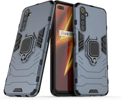 Vista 8 de LuluMain Compatible con Realme 6 Pro, soporte de metal con agarre de anillo de apoyo (funciona con soporte magnético para automóvil), cubierta Negro