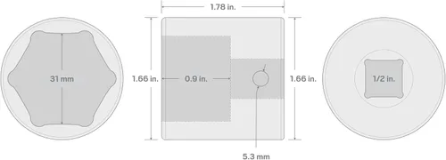Vista 60 de TEKTON SID23109 Dado de impacto profundo de 6 puntos de 23/64 pulgada (9 mm) impulsor de 1/2 pulgada