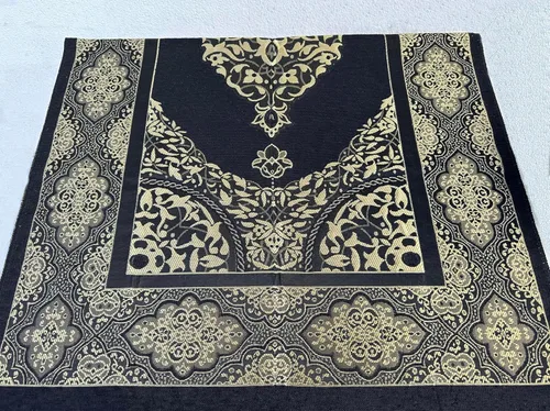 Vista 5 de SAIKA Alfombra de oración musulmana, juego de regalo islámico, corán árabe completo de terciopelo, elegante caja de diseño de Kaaba, tablero de mesa