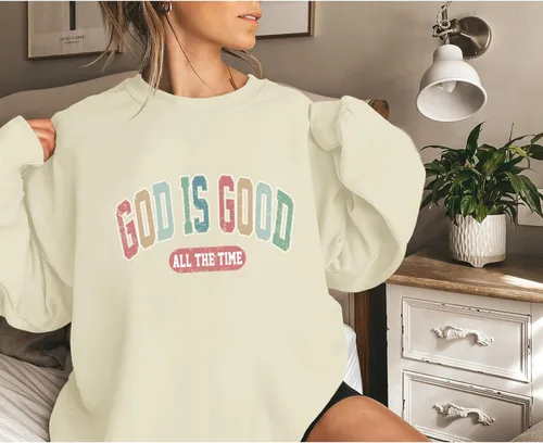 Vista 3 de Dios Es Bueno Sudadera Cristiana Sudaderas para Mujeres de Talla Grande Camisas de Jesús Fe Inspiradoras Versículo de la Biblia Pullover