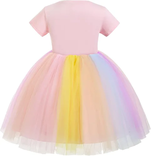 Vista 3 de Unicorn Dress for Girls Unicorn Costume Pageant Birthday Princess Party Headband with Accessories