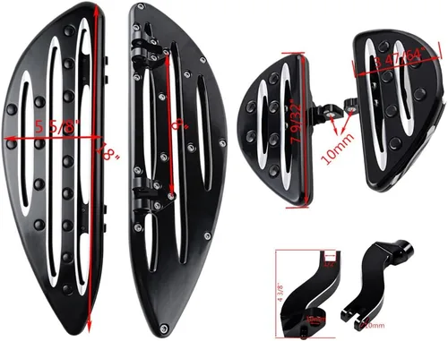 Vista 3 de Combo de tablas de suelo estiradas para conductor + tablas de piso de pasajeros + kit de montaje de estribera trasera compatible con Harley Touring