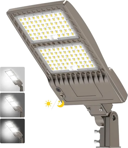 Vista 15 de BBESTLED 400W/320W/240W luces LED para estacionamiento con brazo y montaje deslizante, iluminación exterior del atardecer al amanecer, luz
