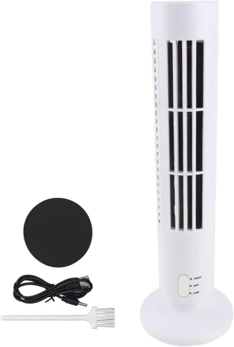 Vista 6 de USB Bladeless Tower Fan, Adjustable 2 Speeds (White)