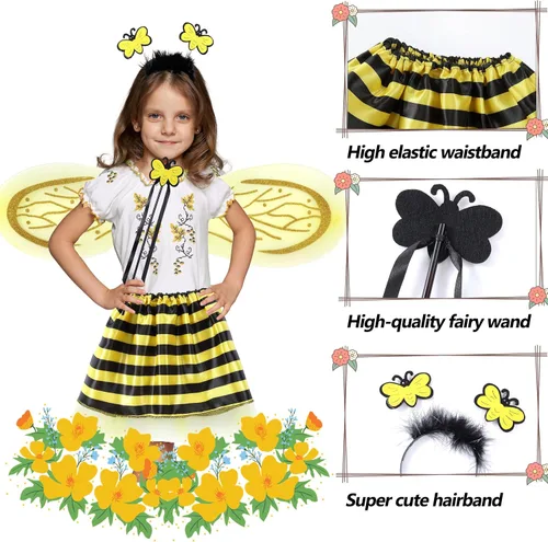 Vista 2 de Seawhisper Princess Girls Dress Up Trunk Clothes for Kids Toddler Pretend Play Ladybug Bee Butterfly Costume Accessories