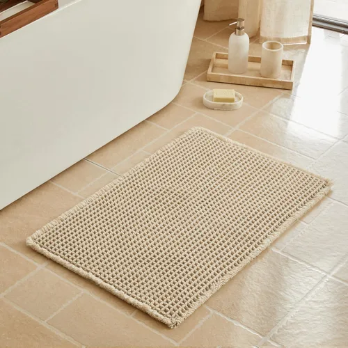 Vista 77 de Triohero Tapete de baño con diseño de gofre, tapete de baño pequeño y bohemio, antideslizante, lavable, ultra suave, súper absorbente, de secado