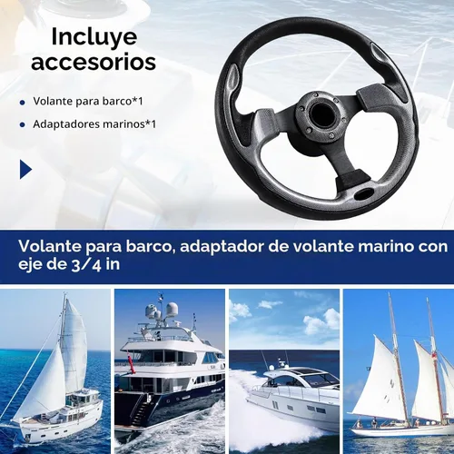 Vista 6 de 12.5 Inch Boat Steering Wheel with 3/4“ Axle Marine Steering Wheel Adapter, Yachts, Pontoon Boats Gris