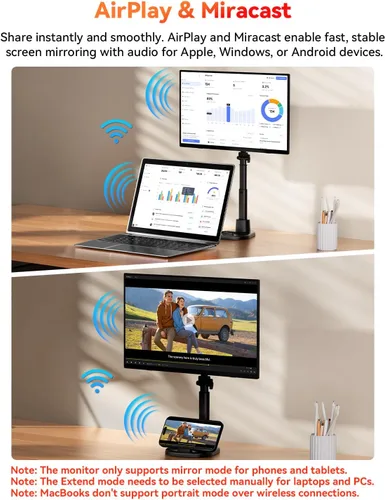 Vista 10 de Monitor portátil inalámbrico de 15.6" 1080P alimentado por batería