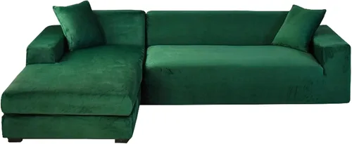 Vista 9 de Fundas de terciopelo para sofá modular, 2 fundas elásticas para sofá en forma de L, antideslizantes, suaves protectores de muebles para sofá Beige