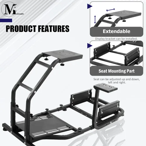 Vista 3 de Minneer G920 Driving Simulator Cockpit for LogitechThrustmaster G29G920G923T80T150 Racing Wheel Stand Adjustable Frame Height Wheel Pedals Seat NOT