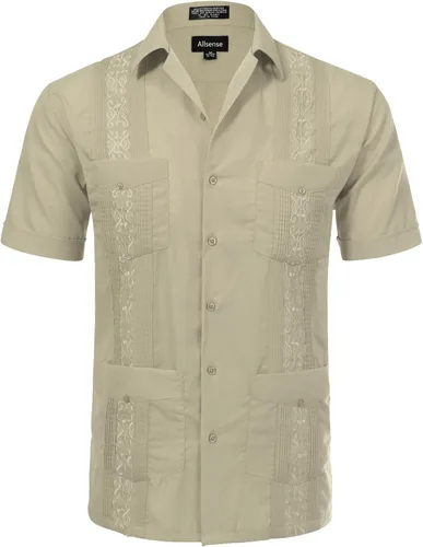 Vista 11 de Allsense - Camisa guayabera cubana de manga corta con botones para hombre