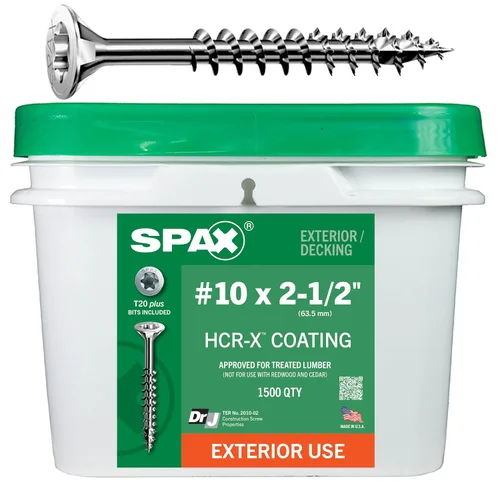 Vista 33 de SPAX Tornillos de madera para cubierta de cabeza plana exterior #8 x 1-1/2 pulgadas, construcción Torx T-Star Plus (550 EA) broca de 3 libras