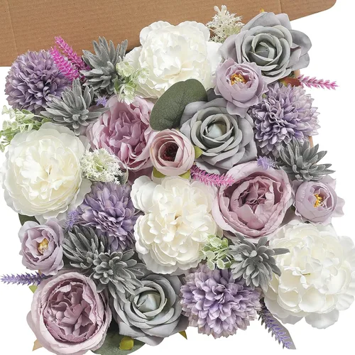 Vista 8 de Serra Flora Caja Combo de Flores Artificiales para Ramos de Boda DIY, Centros de Mesa, Arreglos, Despedida de Soltera, Fiesta, Decoraciones