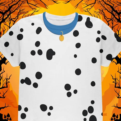 Vista 5 de Halloween Dalmatian Costume Blue Collar All Over Youth T Shirt