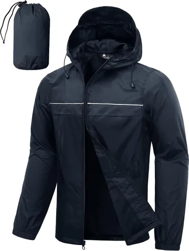 Vista 11 de SWISSWELL Mens Rain Jacket & Coats Packable Lightweight Waterproof Hooded 017-negro