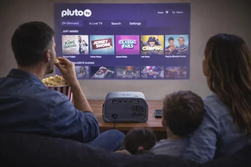 Vista 3 de Proyector DUB con aplicación de TV gratuita Android 14 FullHD Altavoz integrado WiFi y Bluetooth Enfoque automático 2 GB de RAM HDMI