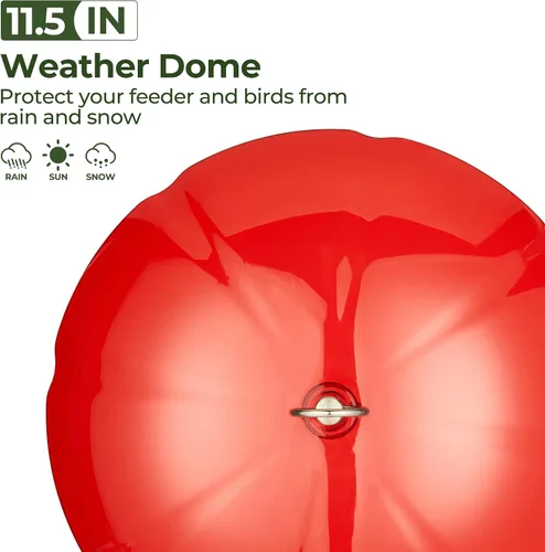 Vista 3 de Kingsyard Cubierta protectora de cúpula de plástico para comederos de pájaros colgantes, protección contra el clima y fácil de limpiar, roja Rojo