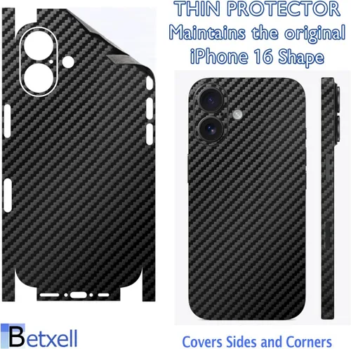 Vista 2 de Compatible con iPhone 16 Skin Wrap 3M Film Protector para lados y espalda (fibra de carbono)