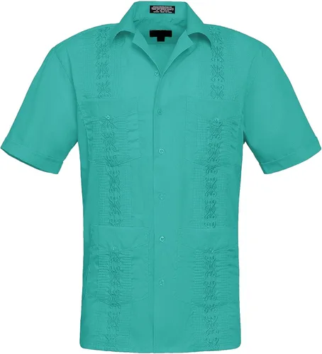 Vista 18 de Camisa cubana plisada ligera y bordada Guayabera para hombre