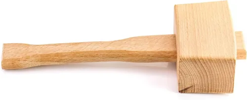 Vista 2 de QWORK Maza de madera, martillo manual para hielo de 9.5" de haya. Martillo de carpintero de madera maciza. Herramienta manual para carpintería