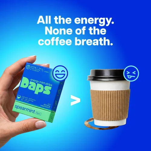 Vista 7 de Daps Mint Energy Strips - 45 mg de cafeína natural + vitaminas B, suplemento energético de acción rápida, funciona más rápido que el café, sobre